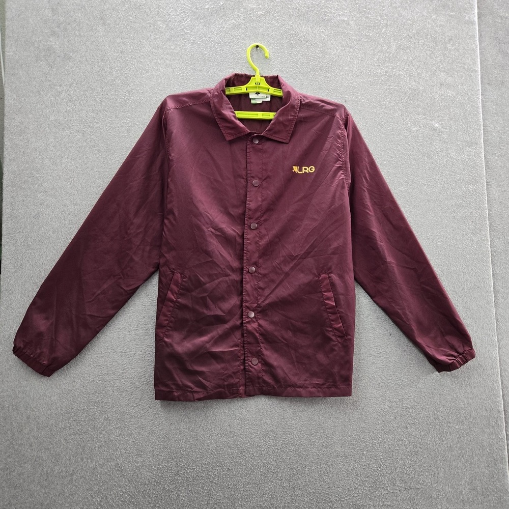 LRG Men Jacket LARGE Burgundy  Logo Coach‎ Snap Button